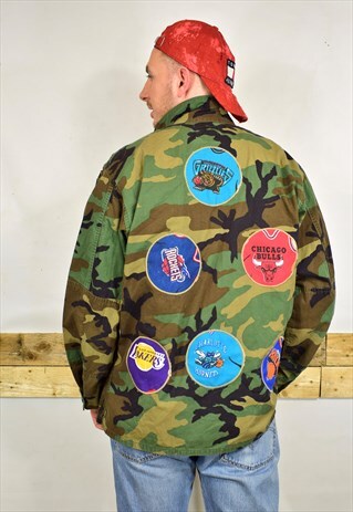 NORTH REWORKED ARMY CAMO NBA APPLIQUE FESTIVAL JACKET