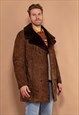 VINTAGE 90'S MEN SHERPA COAT IN BROWN