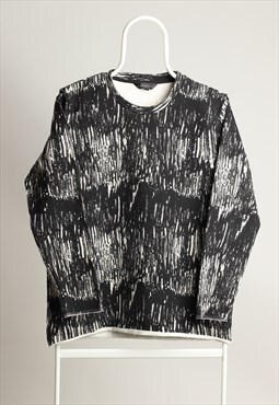 Vintage Jessi NY Brush Stroke White Black Print Sweatshirt