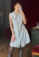 DENIM MINI DRESS, SLEEVELESS BUTTON FRONT SUMMER DRESS