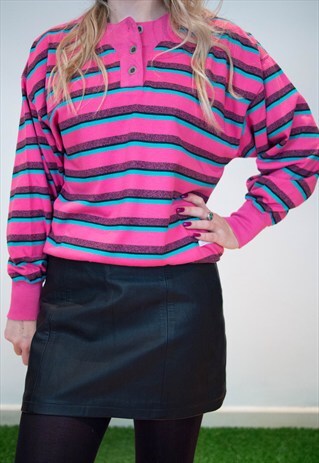 90'S PINK STRIPE SWEATSHIRT
