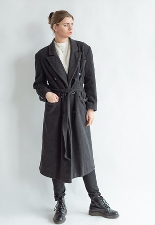 VINTAGE 80S BELTED MAXI WOOL COAT