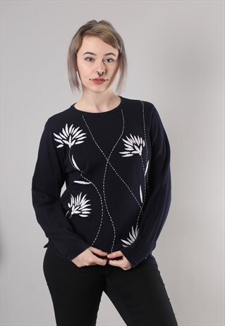 VINTAGE 80S FLORAL EMBROIDERED JUMPER