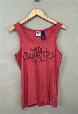 Vintage Harley Davidson Womens Tank Top Red With Logo