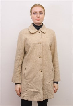 LONDON FOG Women's M Wool Trench Mac Coat Jacket Beige Warm