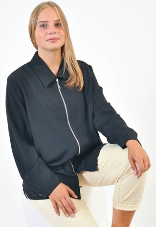 VINTAGE ZIP UP SHIRT IN BLACK