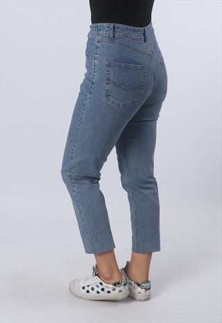 HIGH WAISTED DENIM JEANS TAPERED LEG VINTAGE UK 10 (D92K)