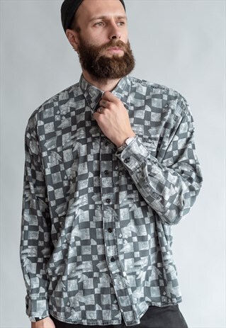 VINTAGE 80S MINIMAL MONOCHROME SHIRT