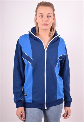 WOMENS VINTAGE TRACKSUIT TOP JACKET MEDIUM BLUE 90S