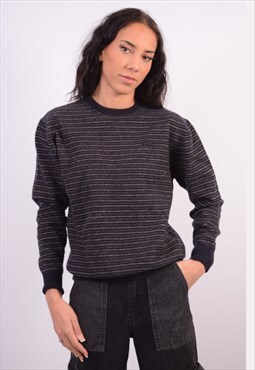 Vintage Kappa Slim Fit Jumper Sweater Stripes Black