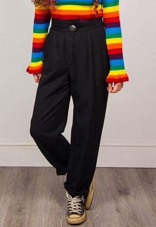 VINTAGE 90'S BLACK TAPERED HIGH WAIST TROUSERS