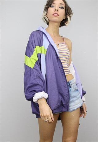 VINTAGE 80S 90S OVERSIZED SHELL SUIT FESTIVAL JACKET
