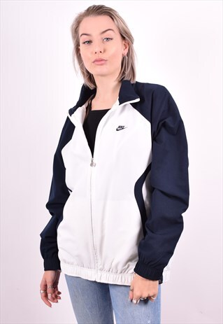 NIKE WOMENS VINTAGE TRACKSUIT TOP JACKET LARGE WHITE 90'S