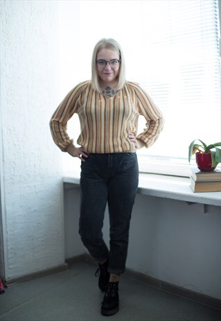 VINTAGE 70'S BROWN STRIPED TOP
