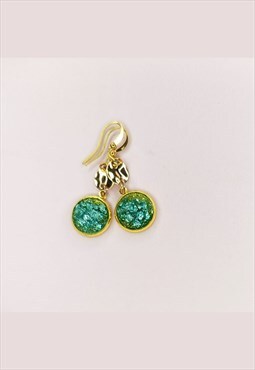 Teal & Gold Druzy Effect Resin Earrings