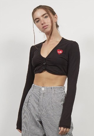 VINTAGE 90'S LOVE MOSCHINO CROP BUTTON TOP