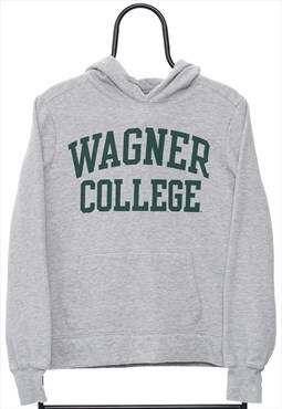 Vintage Wagner College Graphic Grey Hoodie Mens