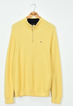 Vintage Tommy Hilfiger Quarter Zip Sweater Yellow XLarge