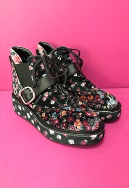 Tabitha Simmons Boots Multi Floral Chelsea Hiker Collab