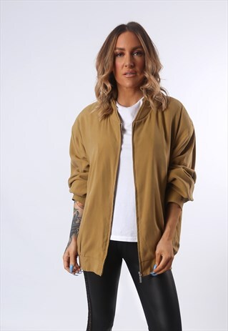 SILK BOMBER JACKET PLAIN OVERSIZED VINTAGE 90'S (E4K)