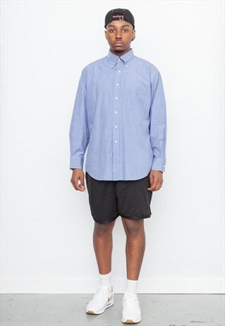 90'S VINTAGE TOMMY HILFIGER BLUE COTTON SHIRT