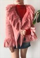 Vintage Y2K Spring Pastel Pink Short Penny Lane Afghan Coat