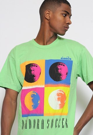 VINTAGE DIADORA PRINT LOGO FOOTBALL T-SHIRT