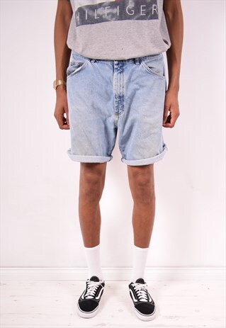 WRANGLER MENS VINTAGE DENIM SHORTS W36 BLUE 90S