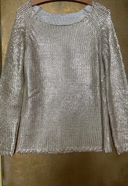 Loose knit effortless Gold sweater.  Cream knit inside.  