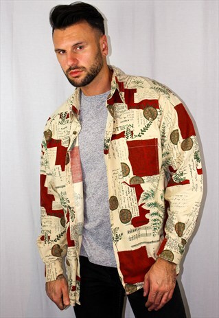 VINTAGE ABSTRACT PATTERNED CORDUROY SHIRT