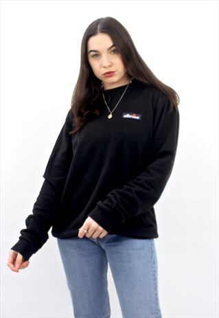 90'S RETRO BLACK SMALL LOGO OVERSIZED SWEATSHIRT