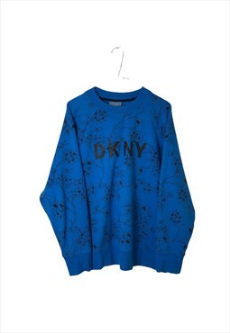 Vintage 00s blue oversized sweatshirt DKNY Spellout XL