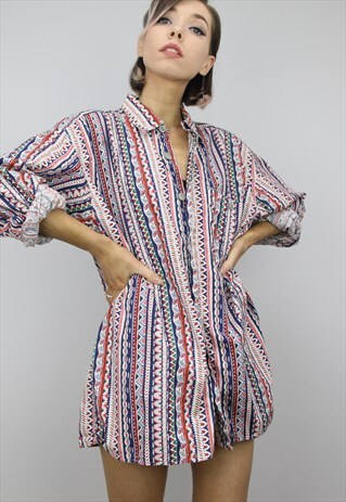VINTAGE 80S/90S OVERSIZED PATTERNED SHIRT