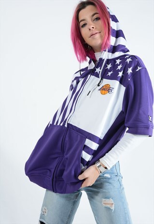 VINTAGE LA LAKERS NBA SLEEVELESS HOODIE.