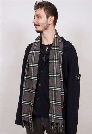 VINTAGE BURBERRY GREY CASHMERE SCARF
