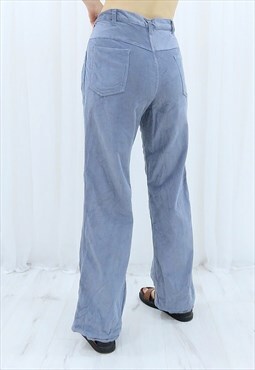 90s Vintage Light Blue Corduroy Trousers