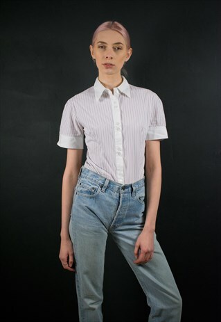 WHITE STRIPED SHIRT BODYSUIT