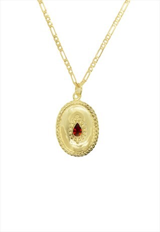 COLLIER MEDAILLON ZIRCON ROUGE // MEDALLION RED ZIRCON NECK