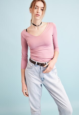 90'S RETRO MINIMALIST PASTEL LYCRA TEEN TOP