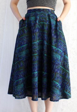 Vintage Cotton Linen Skirt XS B701