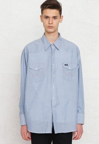 VINTAGE BLUE WRANGLER LONG SLEEVE SHIRT