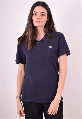 LACOSTE WOMENS VINTAGE POLO SHIRT MEDIUM BLUE 90S