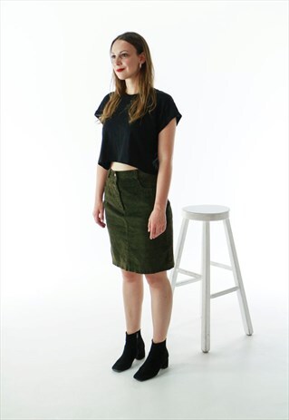 LEATHER FITTED SKIRT / OLIVE MINI SKIRT