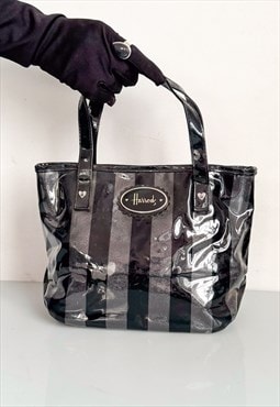 Vintage Y2K sparkly striped handbag in black & grey