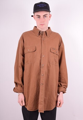 CARHARTT MENS VINTAGE SHIRT XL BROWN 90'S