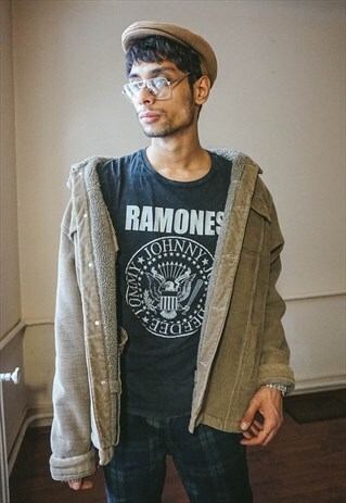 VINTAGE CREAM CORDUROY SHERPA JACKET