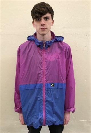 90S VINTAGE K-WAY PACKABLE FESTIVAL RAIN JACKET MAC