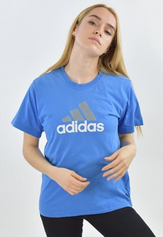 VINTAGE 90S BLUE ADIDAS CREW NECK T SHIRT
