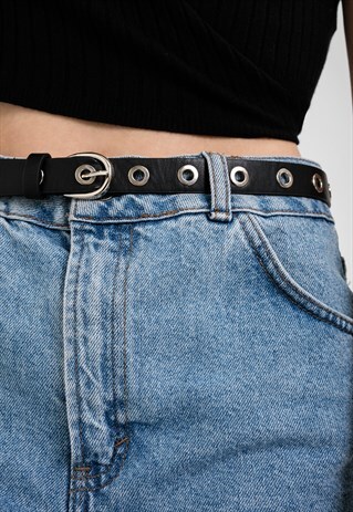 BLACK FAUX LEATHER STUDDED BELT