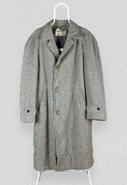 Vintage Harris Tweed Trench Coat Overcoat 1960s UK XL 48